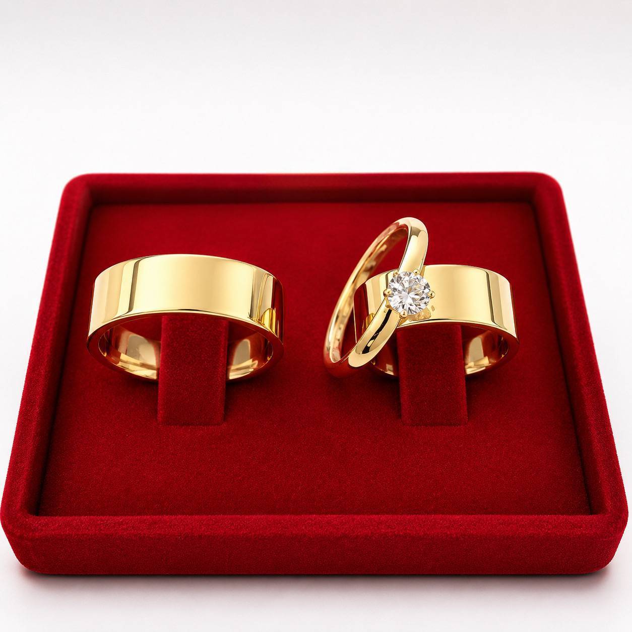 Alianças de Casamento 8mm Banhado a Ouro 18K – Liso Anatômico