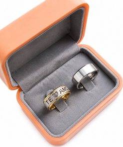 Alianças de Casamento 8mm Prata com Detalhe Banhado a Ouro 18K – Feminina Te Amo