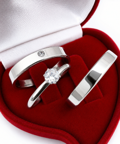 Alianças de Namoro 4mm Polidas com Zircônia – Modelo Nina
