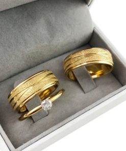 Alianças De Noivado Banhado A Ouro 18k - 8mm Diamantado Mod 98