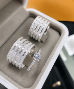 Aliança de Namoro Grossa em Prata 950 10mm Modelo Viviane com 5 Frisos Diamantados - Foto 04