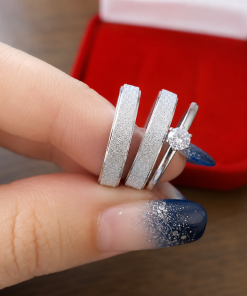 Alianças de Namoro 4,5mm Diamantado – Luxo com Frisos Laterais