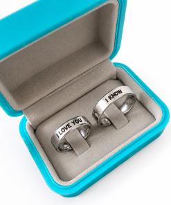 Alianças de Namoro 6mm Polido Personalizado – Frase I Love You / I Know
