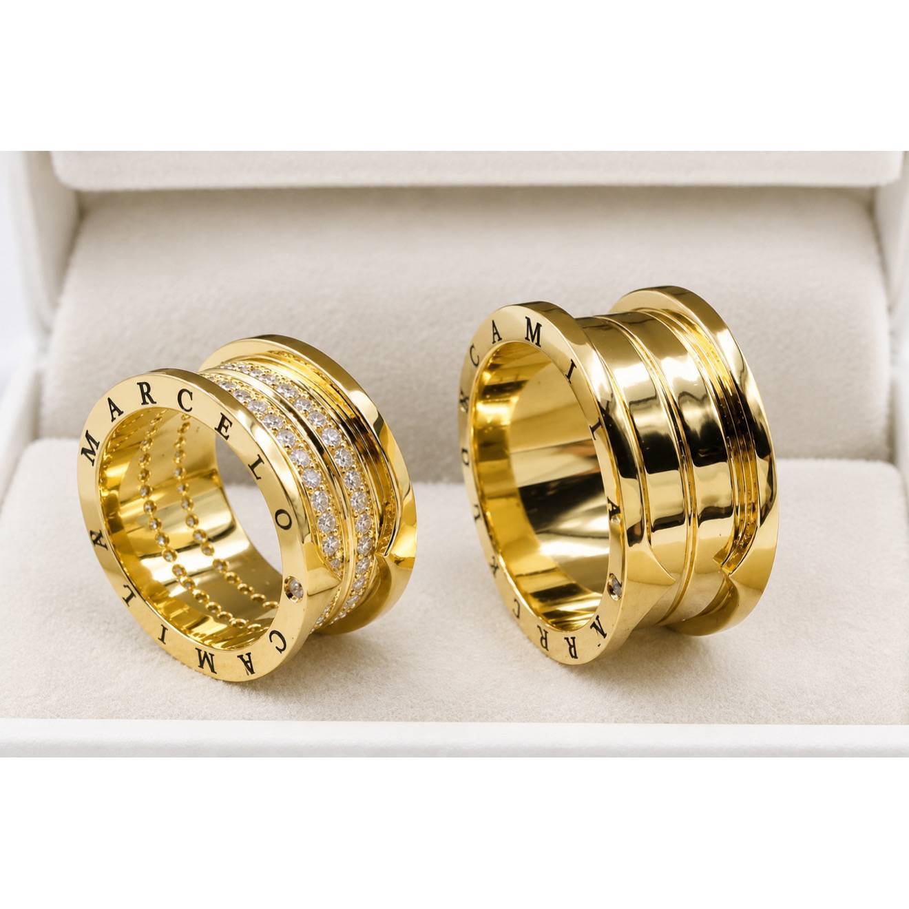 Alianças de Casamento 10mm em Moeda Antiga Grossa, com 60 Pedras de Zircônia e 2 Frisos Centrais, Anatômicas
