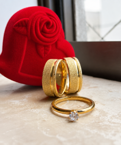 Alianças De Noivado Banhado A Ouro 18k - 8mm Diamantado Com 1 Friso