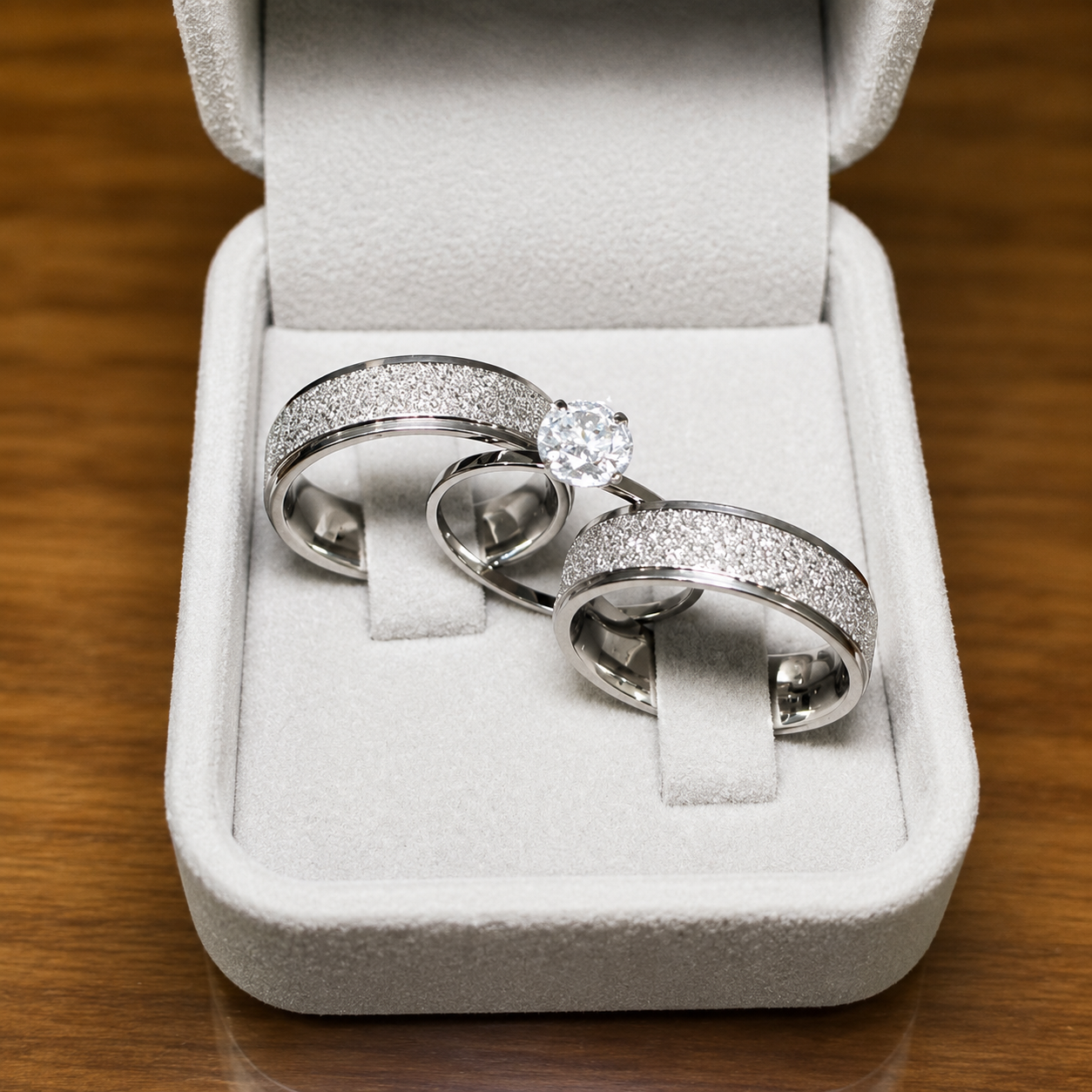 Alianças de Namoro 6mm Luxo Diamantado com Frisos Laterais