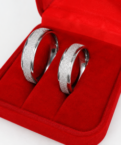 Alianças de namoro 6mm luxo diamantado com frisos laterais em aço cirúrgico