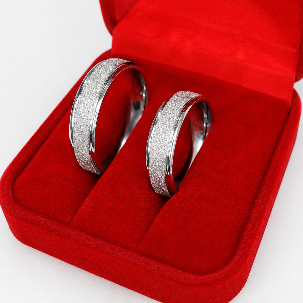Alianças de namoro 6mm luxo diamantado com frisos laterais em aço cirúrgico