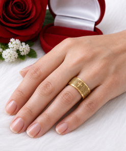 Alianças de Casamento 8mm Banhado a Ouro 18K – Liso com Oração Pai Nosso