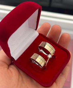 Alianças de Casamento 8mm | Modelo Leal | Reto com 2 Frisos Laterais | Semi Anatômico