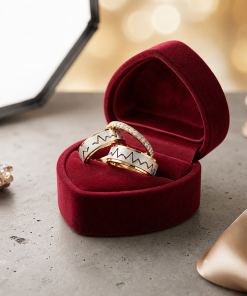 Alianças de Namoro 8mm Bicolor Dourado e Prata com Batimentos Cardíacos