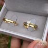 Alianças de Casamento 3mm em Moeda Antiga Banhada a Ouro 18K, Chanfradas