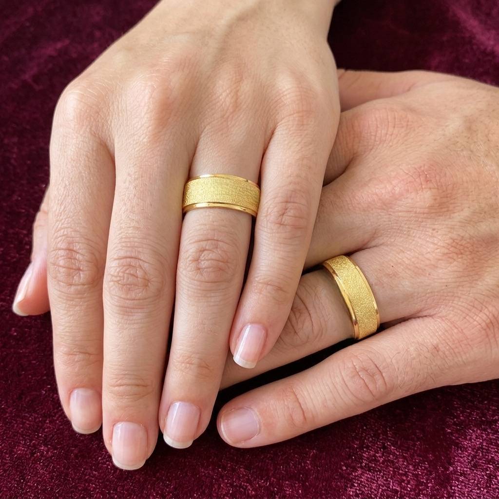 Alianças de Casamento 8mm Banhado a Ouro 18K – Diamantado Anatômico