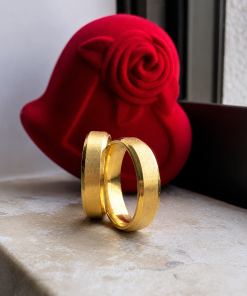 Alianças de Casamento 6mm Fosco Chanfrado – Banhado a Ouro 18K