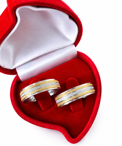 Alianças de Namoro 6mm Diamantado com Fios Banhados a Ouro 18K