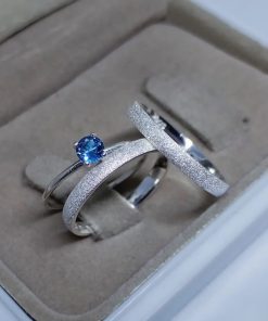 Alianças de Namoro em Prata 950 3mm | Modelo Tradicional Abaulado e Diamantado | Anel Solitário Opcional