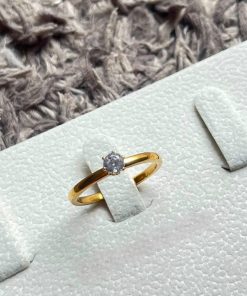 Anel De Noivado Feminino 2mm Diamante zircônia de Aço cirúrgico