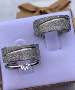 Alianças De Namoro Aço Cirúrgico 8mm Diamantado Friso Ondulado