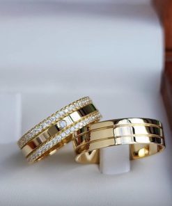 Alianças de Casamento 6mm | Moeda Antiga | Com 30 Pedras de Zircônia | Banhado a Ouro 18k