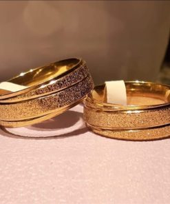 Alianças De Noivado Banhado A Ouro 18k - 8mm Diamantado Com Frisos MOD 73