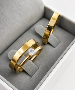 Alianças de Casamento 4mm Banhado a Ouro 18K – Reto Anatômico
