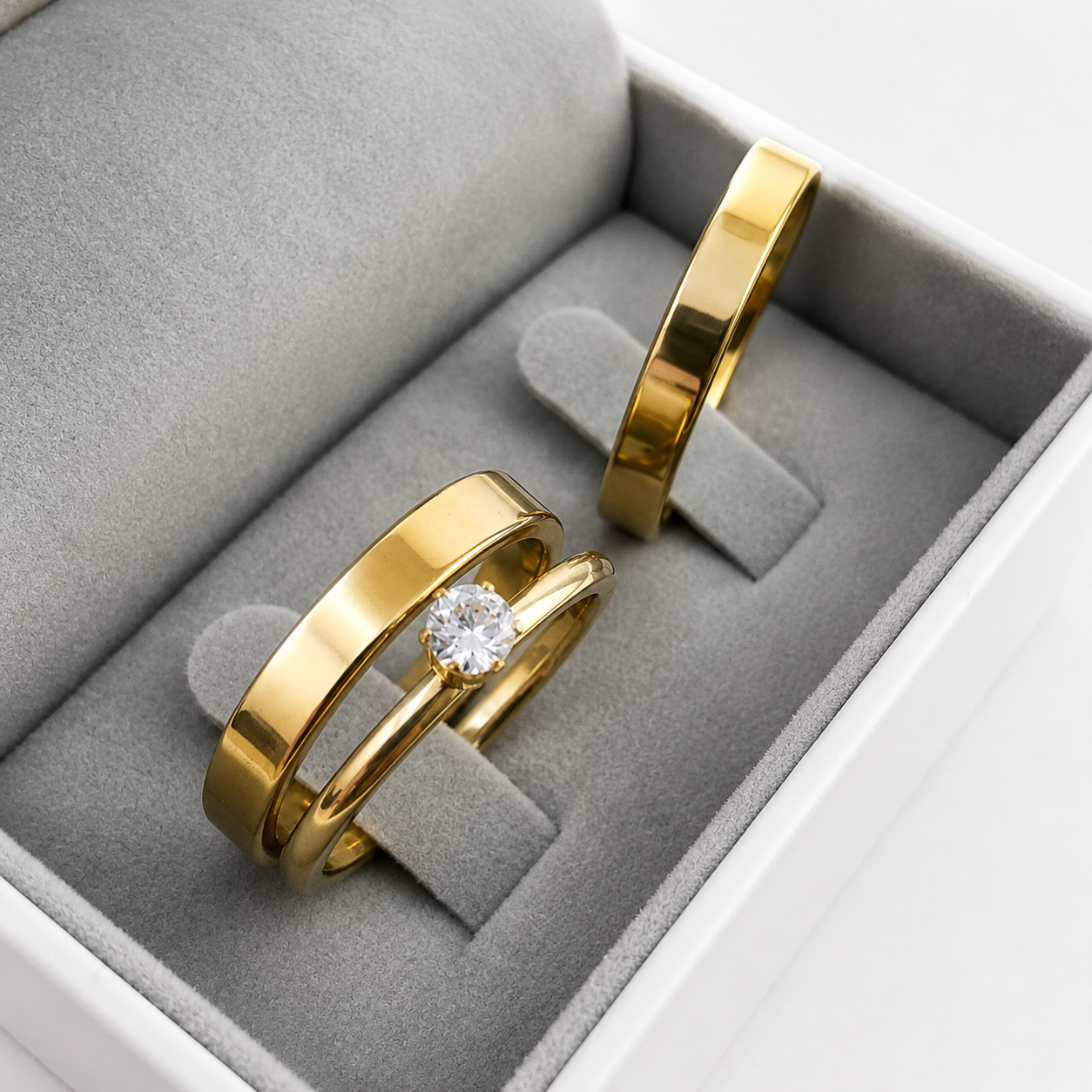 Alianças de Casamento 4mm Banhado a Ouro 18K – Reto Anatômico