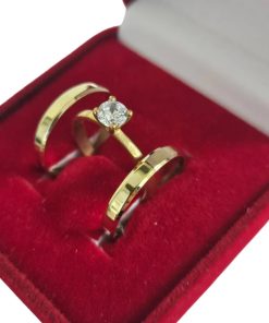 Alianças de casamento ouro 10k com revestimento em aço 4mm | Modelo liso chanfrado anatômico
