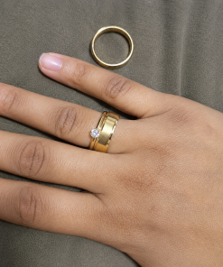 Alianças de Casamento 6mm Fosco Chanfrado – Banhado a Ouro 18K