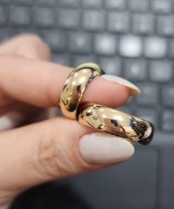 Alianças de Casamento Linha Classic Ouro 10K com Revestimento em Aço Cirúrgico 7mm | Modelo Tradicional Redondo Anatômico