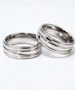 Alianças de Namoro 8mm Foscas com Friso Trançado