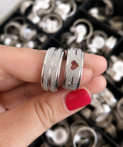 Alianças de Namoro 8mm Diamantado com Coração e Batimentos