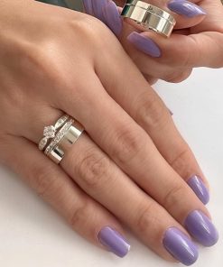Alianças de Namoro em Prata 950 | Modelo Grazi 08 | Anatômico 8mm Liso com 1 Friso Lateral