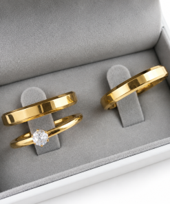 Alianças de Casamento e Noivado Banhadas a Ouro 18K – 4mm Chanfrado