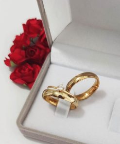 Alianças De Noivado Aço Cirúrgico Banhado A Ouro 18k- 4mm Tradicional