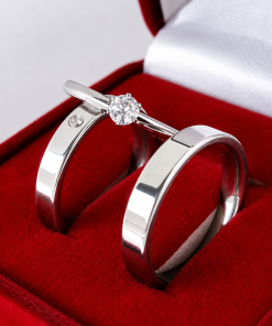 Alianças de Namoro 4mm Polidas com Zircônia – Modelo Nina