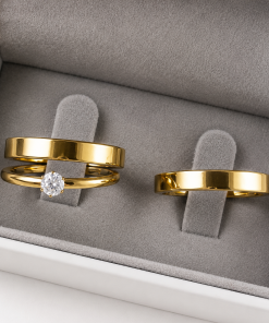 Alianças de Casamento 4mm Banhado a Ouro 18K – Reto Anatômico