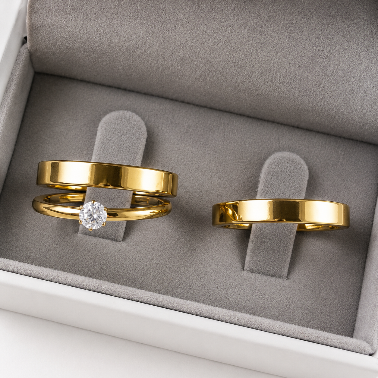 Alianças de Casamento 4mm Banhado a Ouro 18K – Reto Anatômico