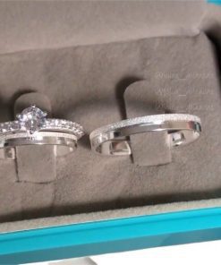 Alianças de Namoro em Prata 950 3mm | Modelo Melina | Liso com 1 Friso Lateral Diamantado | Semi Anatômico