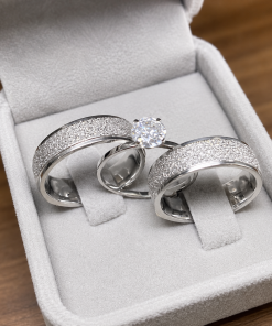 Alianças de namoro 6mm luxo diamantado com frisos laterais em aço cirúrgico