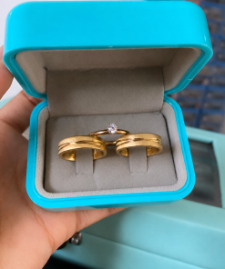 Alianças de Casamento 6mm Banhado a Ouro 18K – Fosco com Frisos Trançados