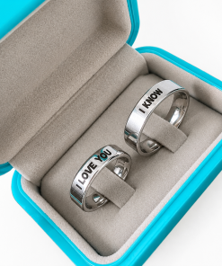 Alianças de Namoro 6mm Polido Personalizado – Frase I Love You / I Know