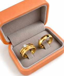 Alianças de Casamento 6mm Redondas – Feminina Diamantada e Masculina Lisa