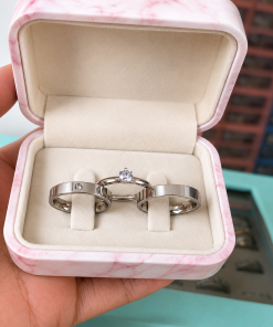 Alianças de Namoro 4mm Polidas com Zircônia – Modelo Nina