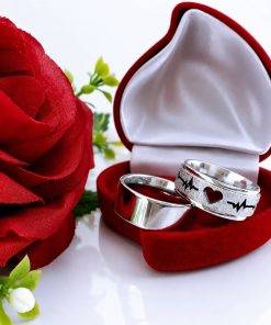 Alianças de Namoro 8mm – Feminina Diamantada, Masculina Lisa Reta 02