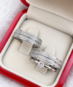 Alianças de Namoro 6mm Diamantado – 2 Frisos e Lateral Baixa