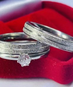 Par De Alianças Prata Em Aço Cirúrgico 4mm Diamantado - MOD 34