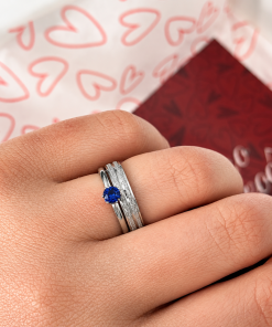 Alianças Finas de Compromisso 4mm Diamantado Azul em Aço Cirúrgico