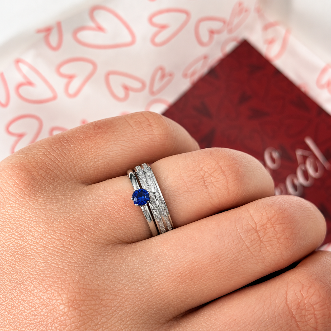 Alianças Finas de Compromisso 4mm Diamantado Azul em Aço Cirúrgico