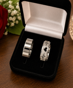 Alianças de Namoro 8mm – Feminina Diamantada, Masculina Lisa Reta 04
