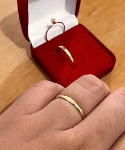 Par de alianças casamento ouro 10k encapada 2mm abaulada | Modelo tradicional polido